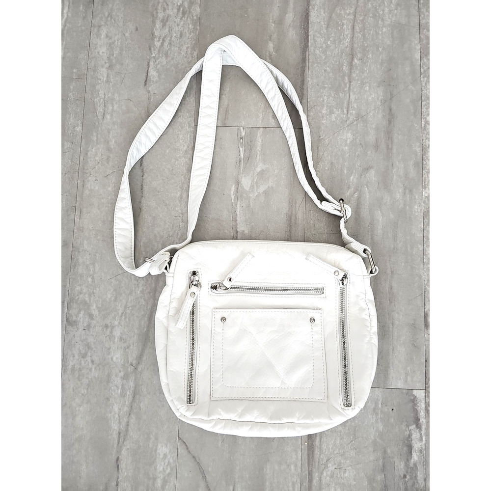 Bueno Buttery Soft White Elephant Washed Double Handle Shoulder Crossbody Purse